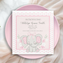 Baby Girl Elephant Pink Polka Dot Sip See Shower