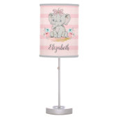 Baby Girl Elephant Watercolor Nursery Lamp (Front)