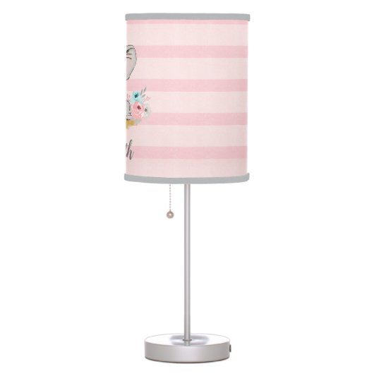 Baby Girl Elephant Watercolor Nursery Lamp (Right)