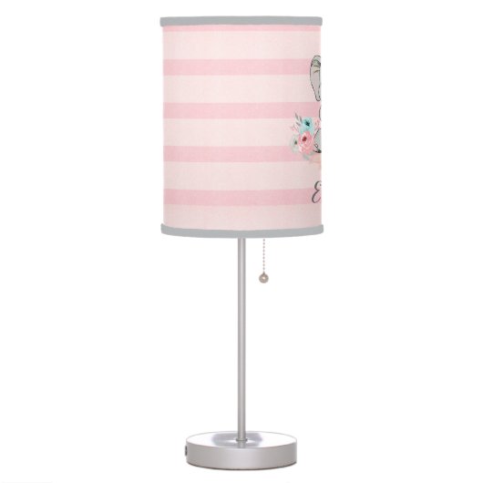Baby Girl Elephant Watercolor Nursery Lamp (Left)