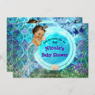 Baby Girl Enchanted Mermaid Baby Shower Party Invitation