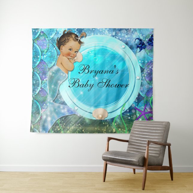 Baby Girl Enchanted Sea Mermaid Party Backdrop (In Situ (Horizontal))