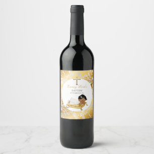 Baby Girl Ethnic Christening Baptism Gold Silver Wine Label