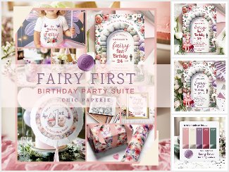 Baby Girl Fairy First Birthday Party Suite