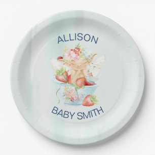 Baby Girl Fairy in Pink Baby Shower Paper Plates