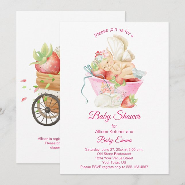 Baby Girl Fairy in Pink Teacup Baby Shower | Invitation (Front/Back)
