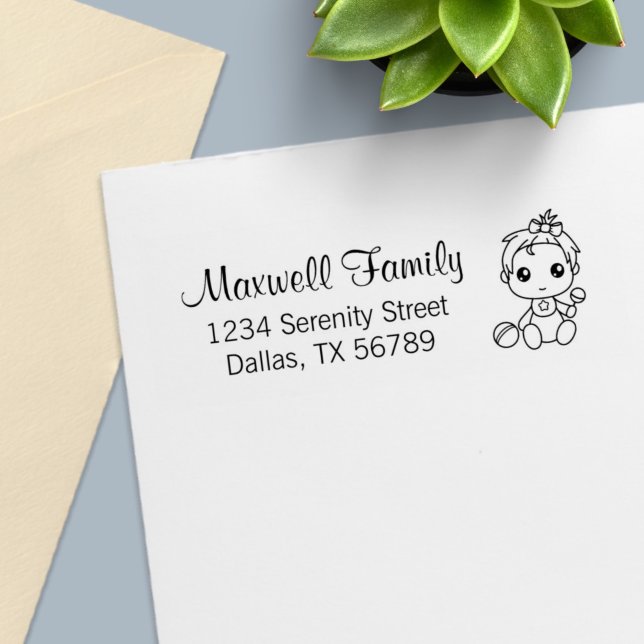 Baby Girl Family Address Self-inking Stamp (Creator Uploaded)