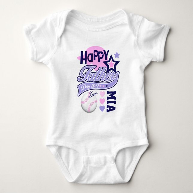 Baby Girl Father's Day Baseball Shirt (Front)