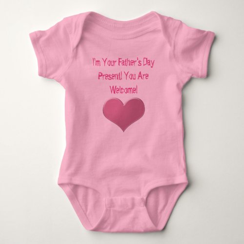 Baby Girl Fathers Day Heart Baby Bodysuit