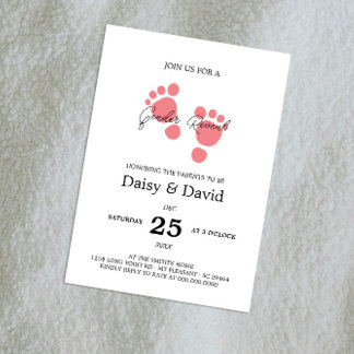 Baby Girl Feet Gender Reveal Invitation