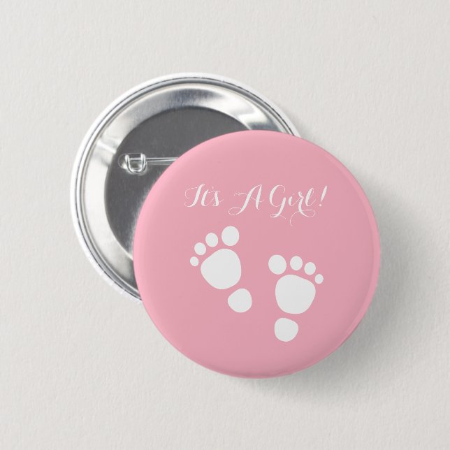 Baby girl feet white illustration it's a girl button (Front & Back)