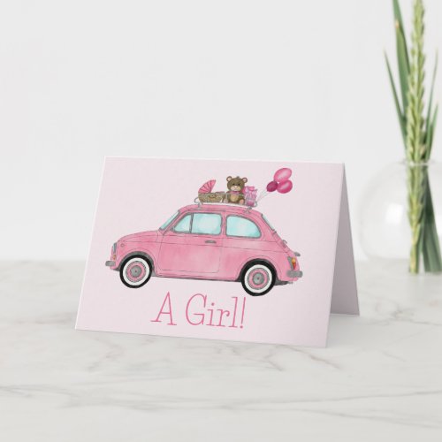 Baby Girl Fiat 500 congratulations Card