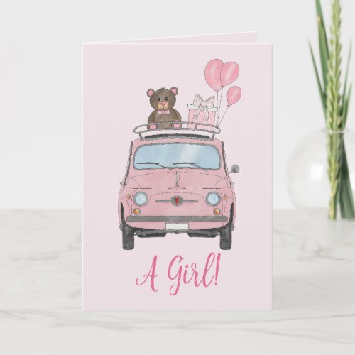 Baby Girl Fiat 500 congratulations Card