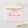 Baby Girl first birthday Gold confetti Blush Pink Postcard