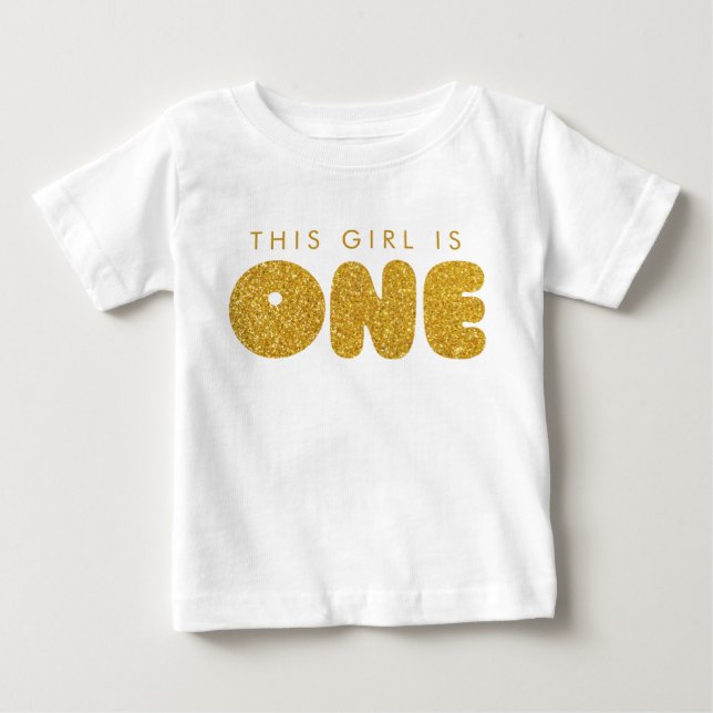 Baby Girl First Birthday Outfit Golden One Baby T-Shirt (Front)