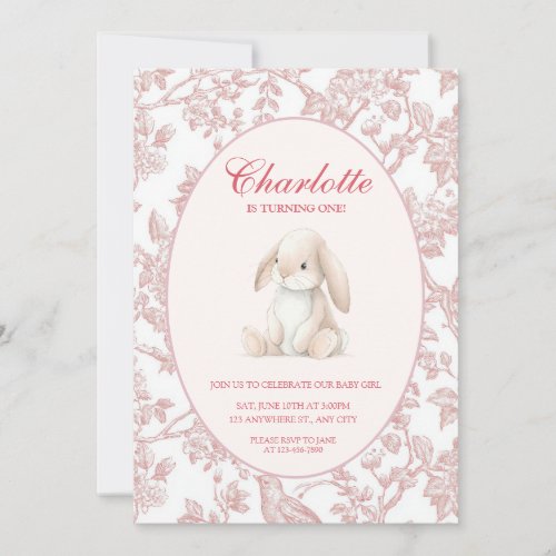 Baby Girl First Birthday Party Invitation