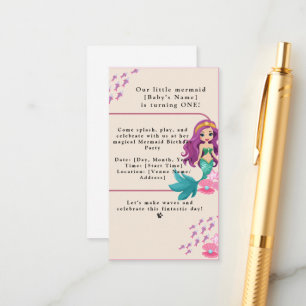 Baby Girl First Birthday Party Mermaid Enclosure Card