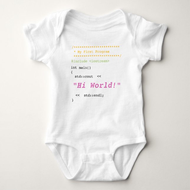 Baby Girl First C++ Program Baby Bodysuit (Front)