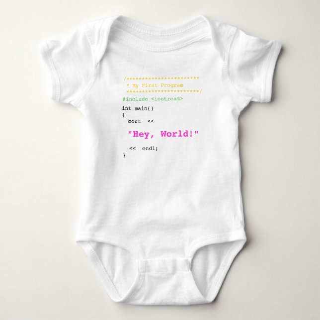Baby Girl First C++ Program Bodysuit (Front)