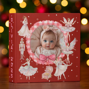 Baby Girl First Christmas Ballet 3 Ring Binder