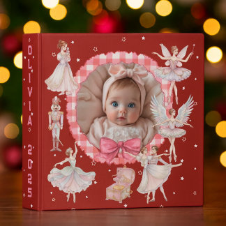 Baby Girl First Christmas Ballet 3 Ring Binder