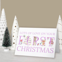 Baby Girl First Christmas Cute Animal Personalized