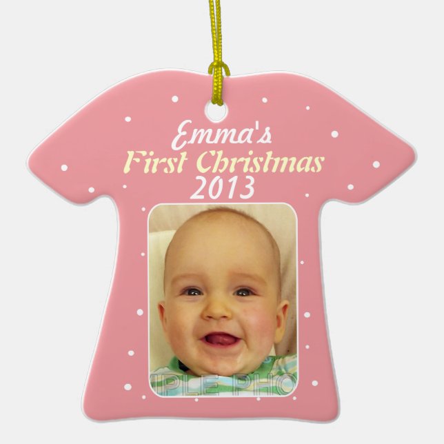 Baby Girl First Christmas Cute Pink Ornaments (Front)