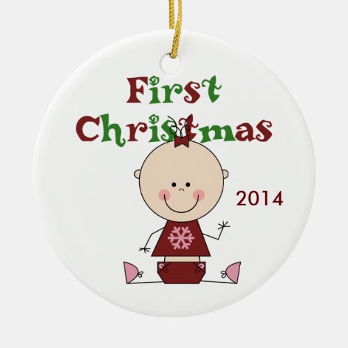 Baby Girl First Christmas Dated Ornament