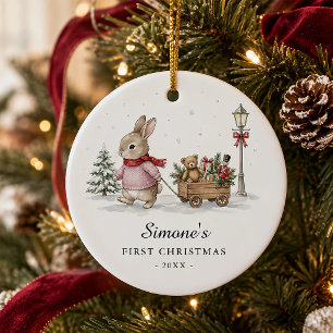 Baby Girl First Christmas Keepsake Personalized Ceramic Ornament