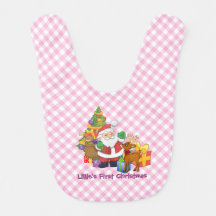 Baby Girl First Christmas Personalize Name Bib
