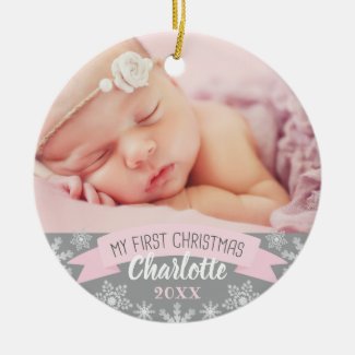Baby Girl First Christmas | Photo Holiday Ceramic Ornament