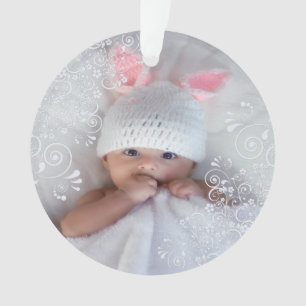 Baby Girl First Christmas Photo  Ornament