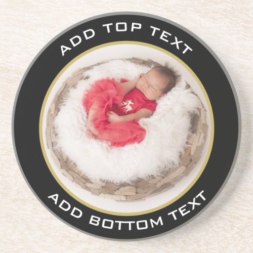 Baby Girl First Christmas Photo  Sandhtone Coaster