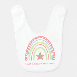 Baby Girl First Christmas Rainbow Bib