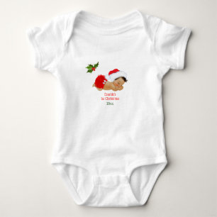 Baby Girl First Christmas Red Santa Hat Baby Bodys Baby Bodysuit