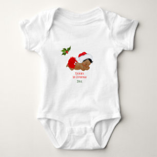 Baby Girl First Christmas Red Santa Hat Baby Bodys Baby Bodysuit