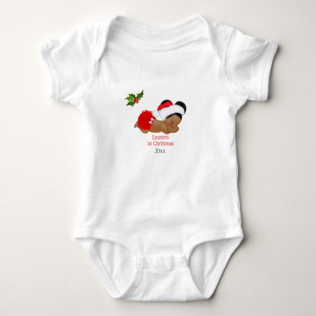 Baby Girl First Christmas Red Santa Hat Baby Bodys Bodysuit (Front)