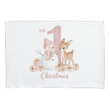 Baby Girl First Christmas Snowman Deer