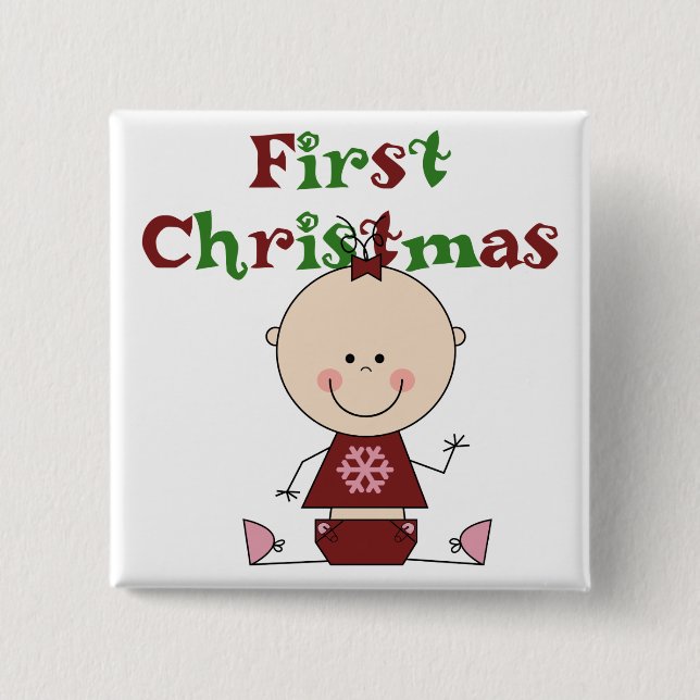 Baby Girl First Christmas T-shirts and Gifts Pinback Button (Front)