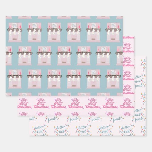 Baby Girl First Christmas  Wrapping Paper Sheets