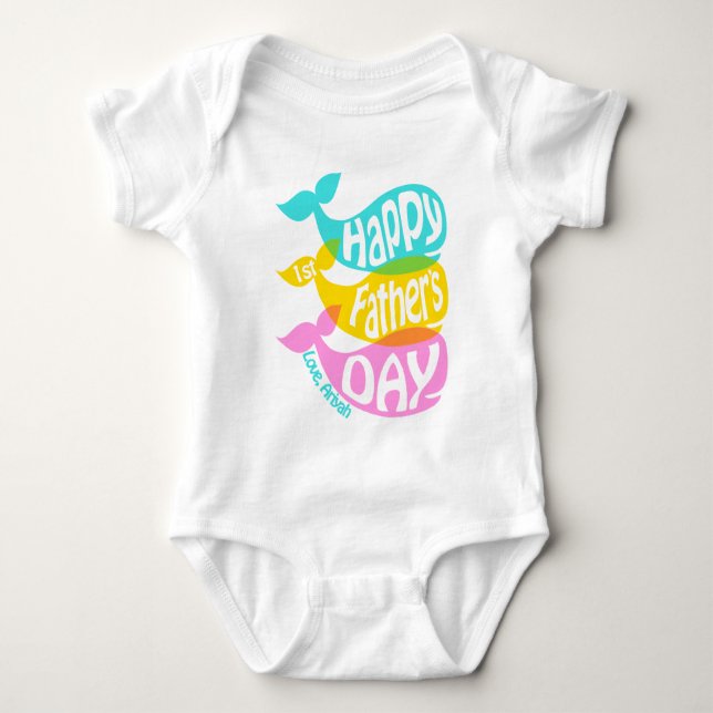 Baby Girl First Father's Day Shirt Whale (Front)