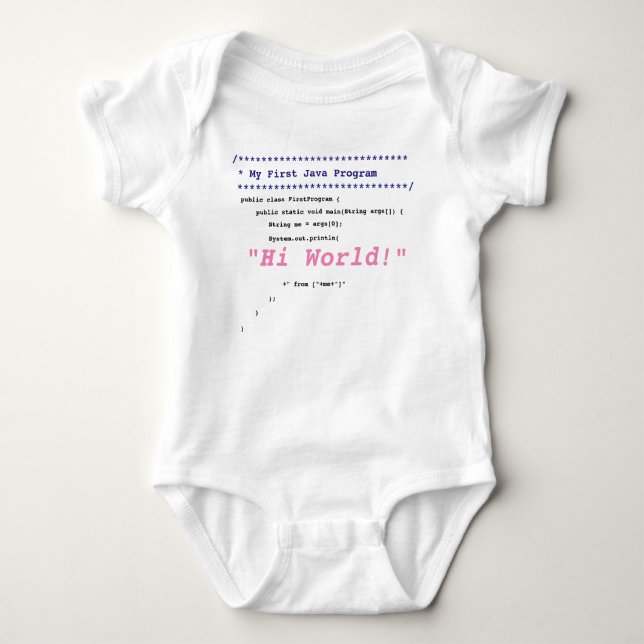Baby Girl First Java Program Baby Bodysuit (Front)