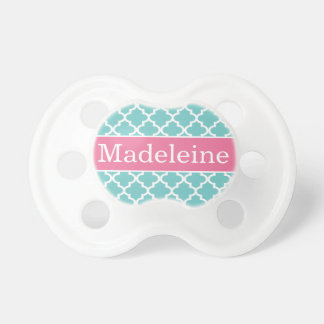 Baby Girl First Name | Aqua and Pink Baby Pacifier