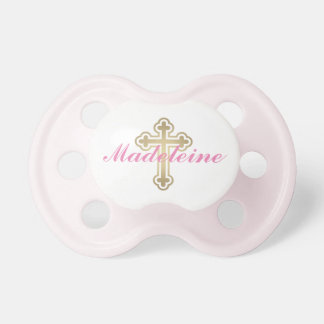 Baby Girl First Name | Gold Cross Pacifier
