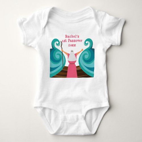 Baby Girl First Passover Cute Moses Custom Name Baby Bodysuit