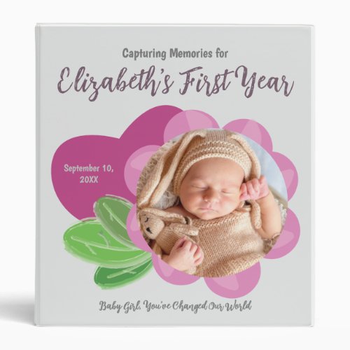 Baby Girl First Year Memory Album 3 Ring Binder