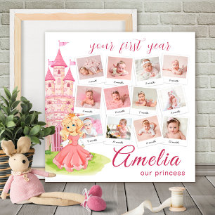 Baby Girl First Year Photo Collage Foam Board