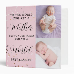 Baby girl First Year Photo Collage Keepsake pink 3 Ring Binder