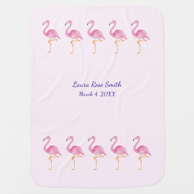 Baby girl flamingos Fleece Blanket (Front)