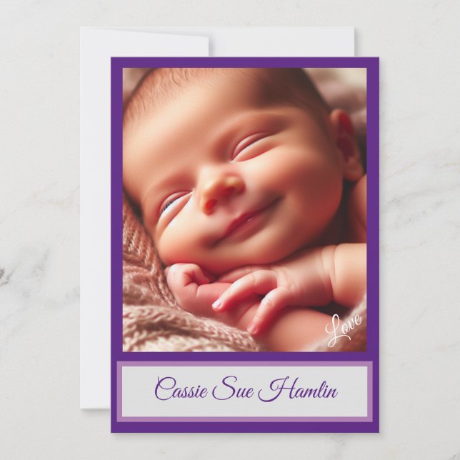 Baby Girl Flat Announcement Card (Front)